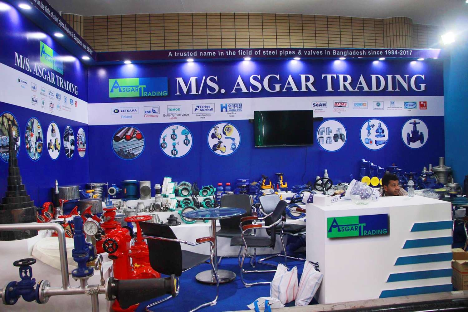 Asgar Trading product display at an exhibition